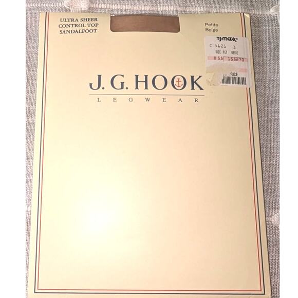 NWT J.G. Hook Ultra Sheer Control Top Sandalfoot Pantyhose Nylons Beige Petite - Picture 1 of 3